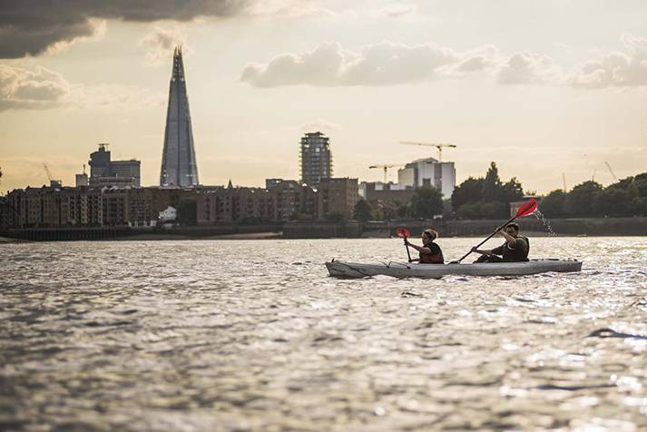 Kayaking on the River Thames, London, England